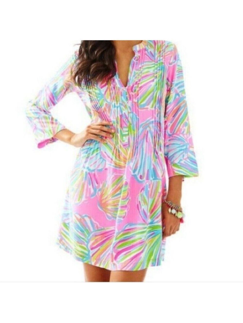 Lilly Pulitzer Women’s Sarasota Tunic Dress in Pintuck Pink Pout Shellabrate XS